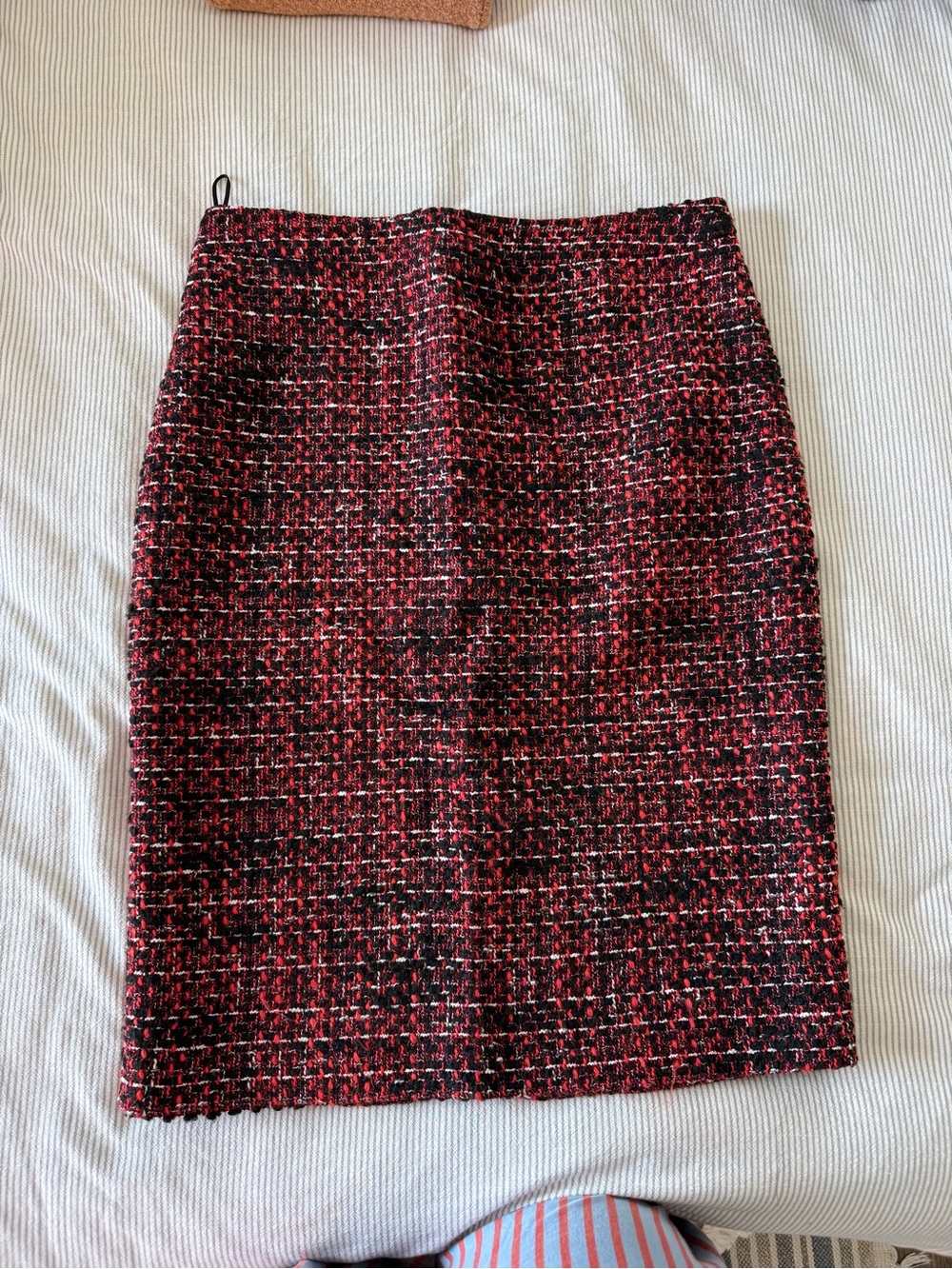 Moschino Black and Red Tweed Pencil Skirt